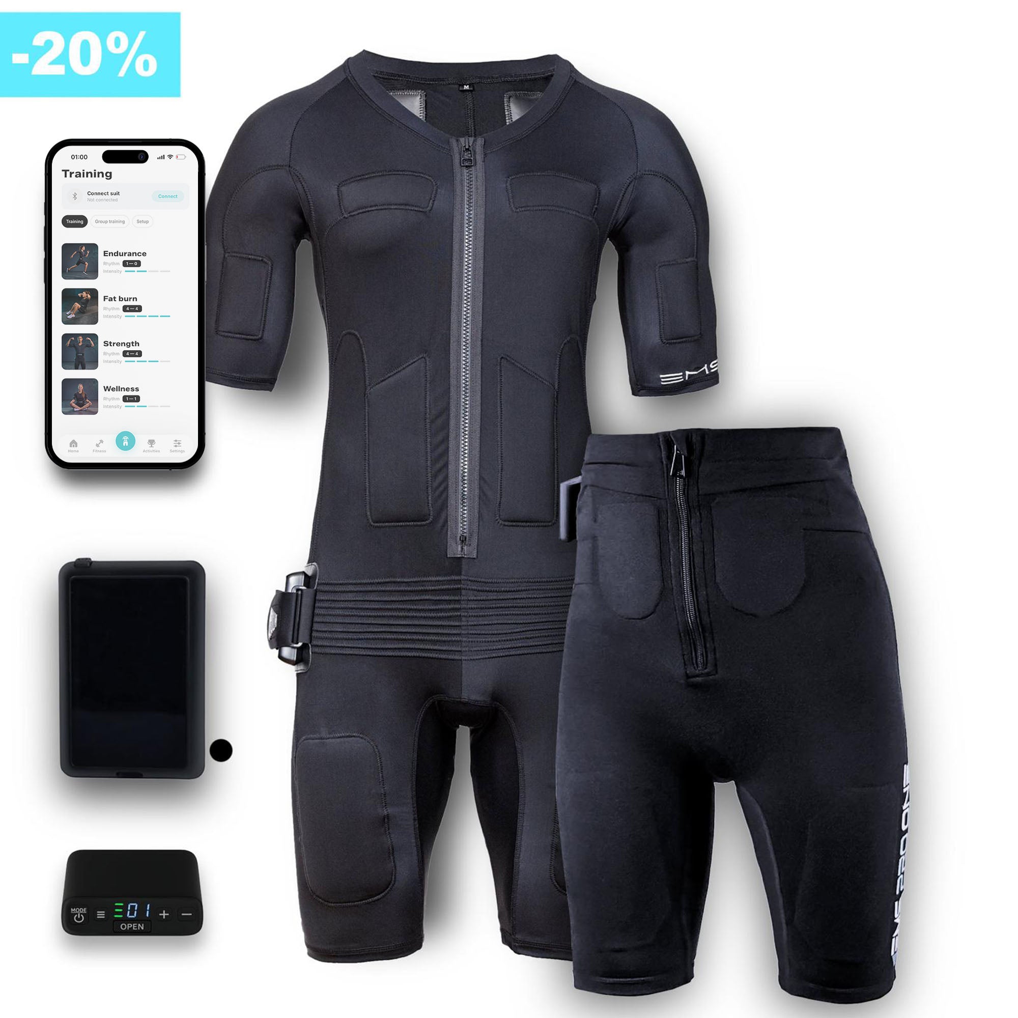 Love-Special 1x EMS Suit Unisex + 1x Control Box + 1x EMS Shorts 1x Control Box