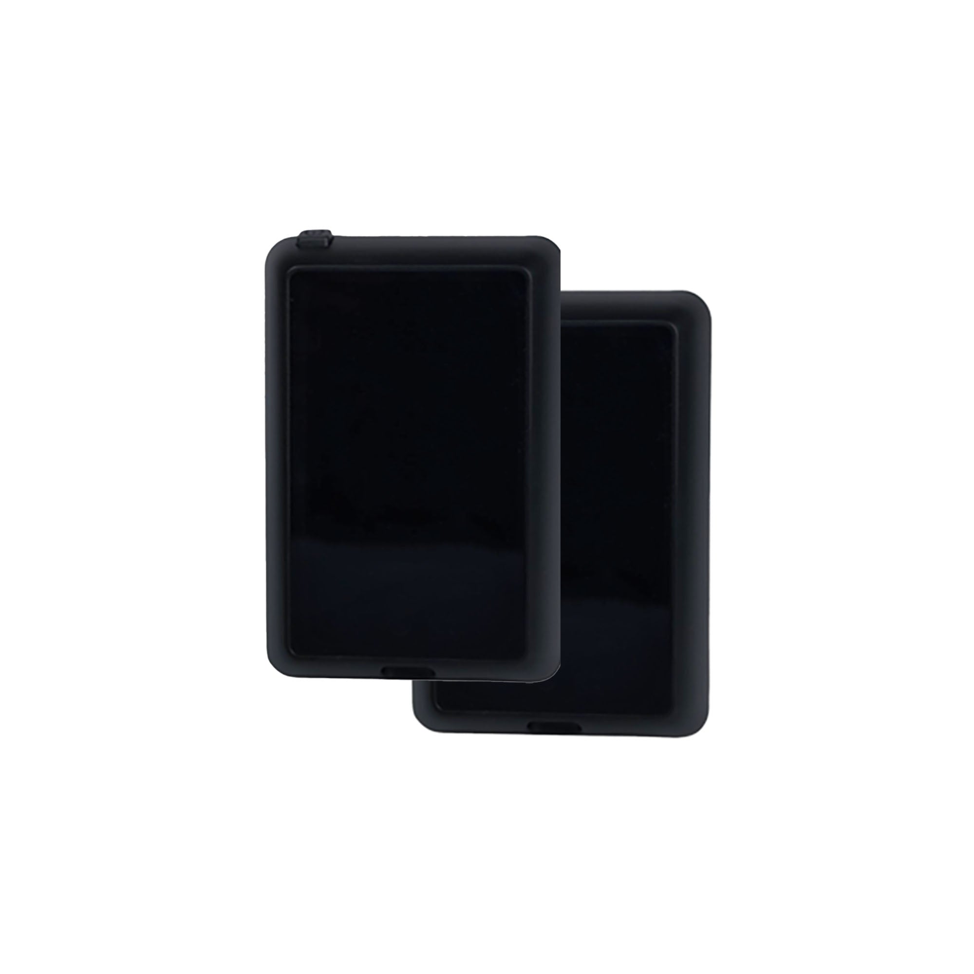 Two black EMS control units with rounded corners on a white background