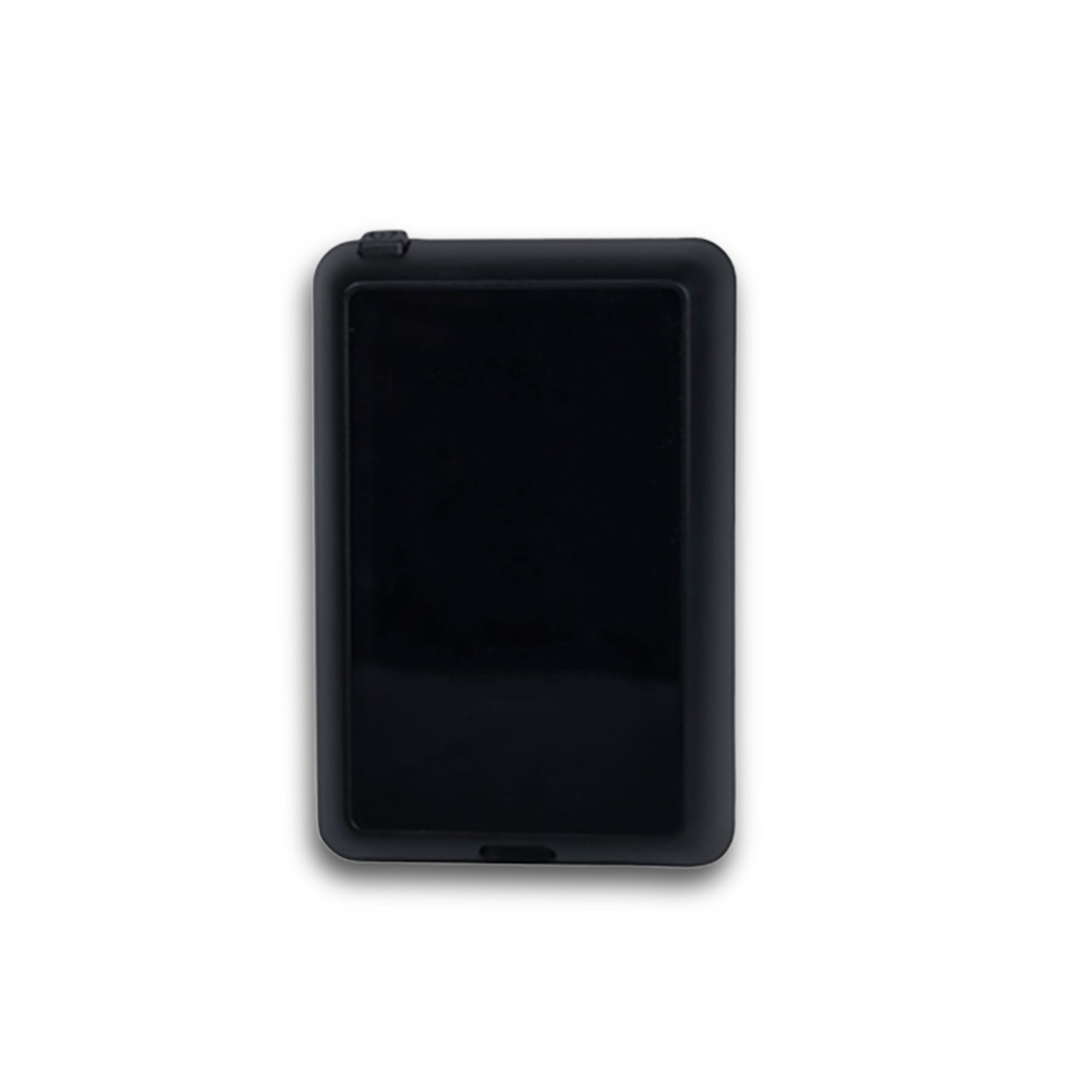 Black EMS control unit with rounded corners and reflective screen on white background